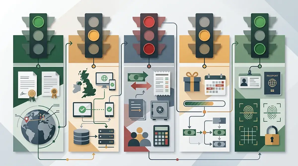 Traffic-light style risk summary for UK casino review decisions