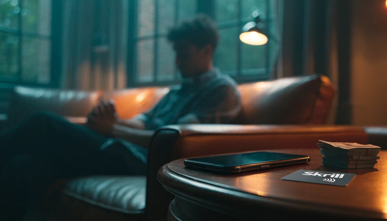 Smartphone, British pounds and a payment card on a London side table at dusk